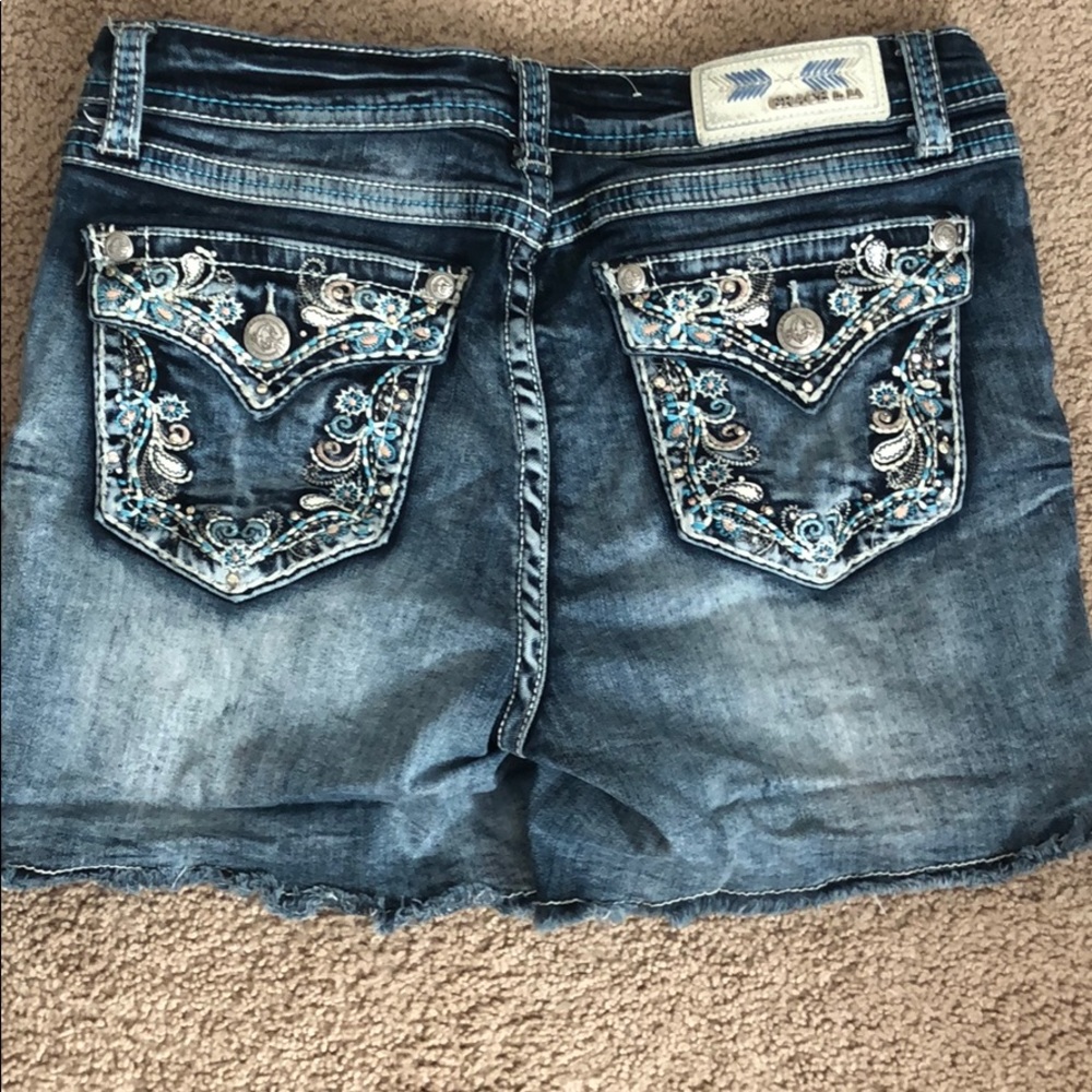 Grace in LA denim shorts